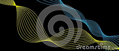 Abstract wavy lines in the colors of Ukraine. Modern vector background Vector Illustration