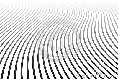 Abstract wavy lines design. Diminishing perspective view. Vector Illustration