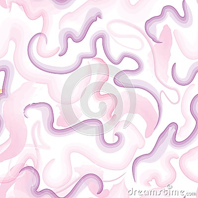 Abstract wavy lines seamless pattern. Spring organic texture with flowing wavy shapes. Beautiful watercolored background Vector Illustration