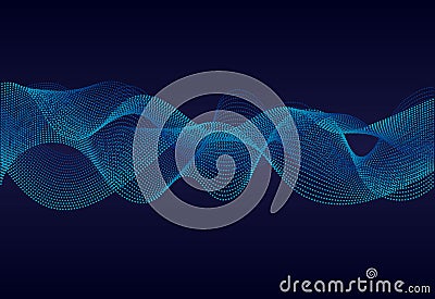 Abstract wavy lines surface on dark blue background. Soundwave of lines. Modern digital frequency equalizer on abstract backgro Vector Illustration