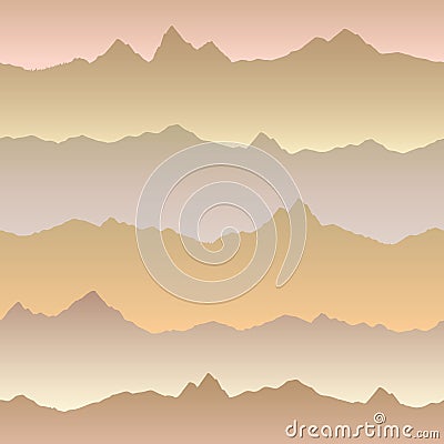 Abstract wavy mountain skyline background. Nature seamless patte Stock Photo