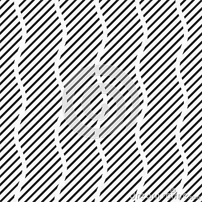 Abstract wavy striped vector seamless pattern. Regular parallel diagonal stripes, lines Vector Illustration