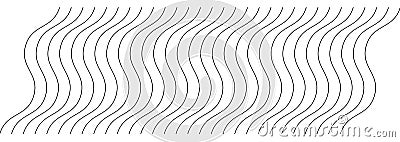 Abstract wavy, waving zigzag lines element.Vertical lines, stripes with billowy, undulate distortion effect.Curvy, squiggle Vector Illustration