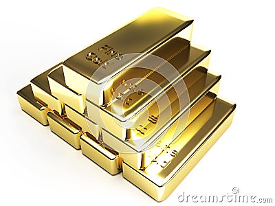 Abstract wealth and success background of a pure gold bullion pyramid Stock Photo