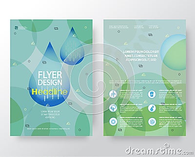 Abstract weather,clean water, Brochure Flyer design template in A4 size Vector Illustration