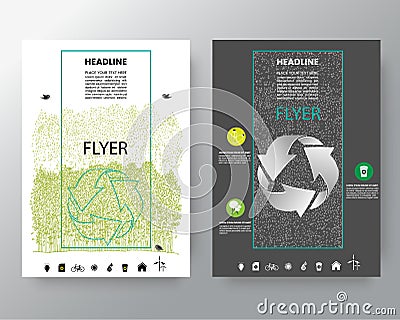 Abstract weather,green trees, Brochure Flyer design template in A4 size Vector Illustration