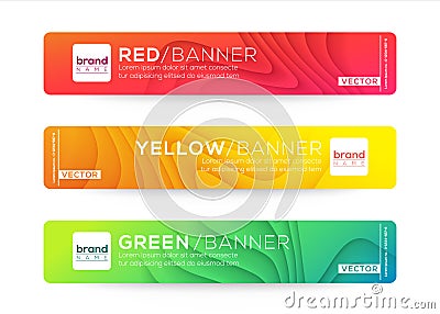 Abstract web banner or header design templates. Curved wave gradient background with colorful vivid colors Vector Illustration