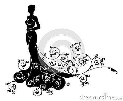 Abstract Wedding Bride Silhouette Vector Illustration