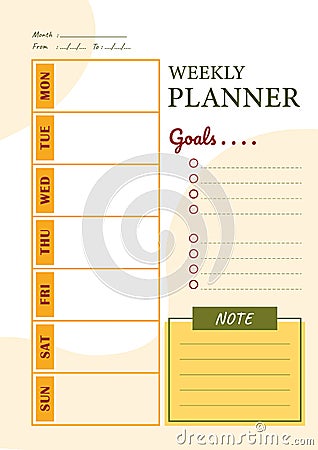 Abstract Weekly Planner Template for Bullet Journal Vector Illustration