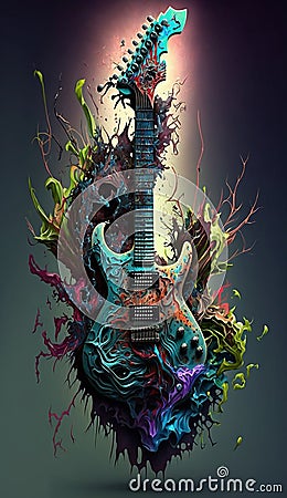 Abstract weirdcore guitar. Created using ai generative. Stock Photo