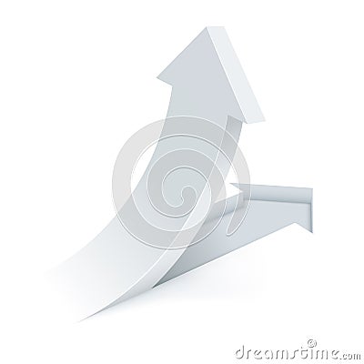 Abstract white arrow cut and rolled up Vector Illustration