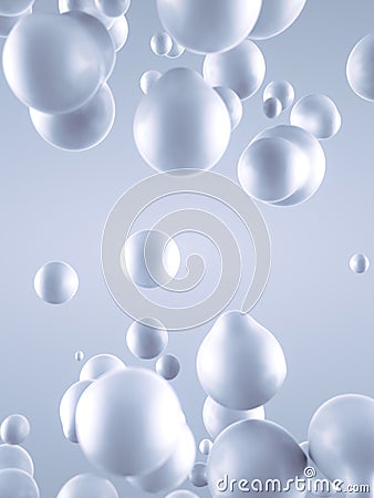 Abstract white art background of floating liquid blobs, metaballs. Fluid wavy texture. 3d rendering digital illustration Cartoon Illustration