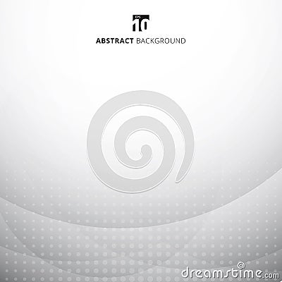 Abstract white background with gray circles and curve overlapping halftone texture space for your text Vector Illustration