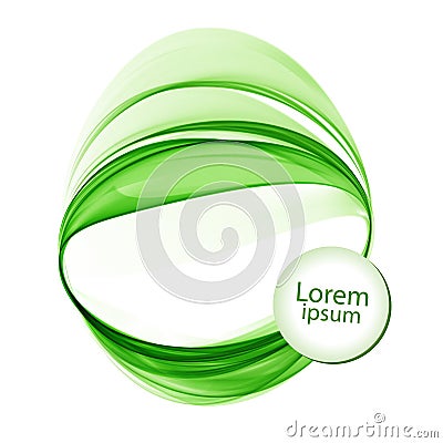 Abstract white background with green lines in the shape of a circles Vector Illustration