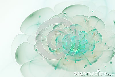 Abstract white background with light green and turquoise flower Stock Photo