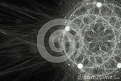 Abstract white and black background with spheres and lines Stock Photo