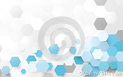 Abstract white and blue pattern hexagon background Vector Illustration