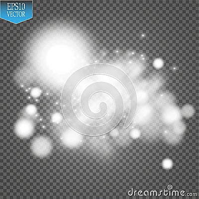 Abstract white bokeh effect explosion with sparks modern design. Glow star burst or firework light effect. Sparkles Vector Illustration