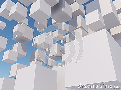 Abstract white cubes Stock Photo