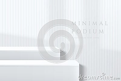 Abstract 3D podium vector mesh white, gray lines background. Modern and minimal template. Vector Illustration