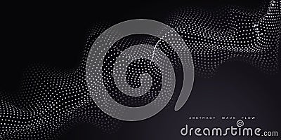 Abstract white dots Floating wave particles Big data stream Stock Photo