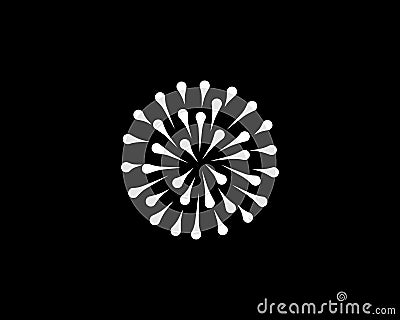 Abstract white drops circle logo icon design modern minimal style illustration. Firework 3d sphere planet direction Vector Illustration