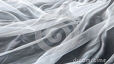 Abstract white fabric texture with soft, flowing waves and folds, creating a delicate and ethereal background Stock Photo