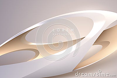 Abstract white and gold shape background Stock Photo