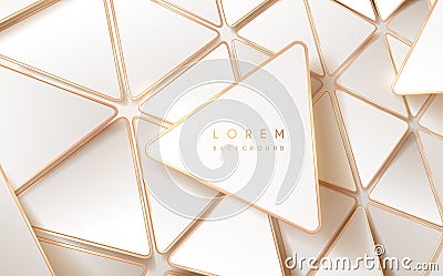 Abstract white and gold triangle shapes background Stock Photo