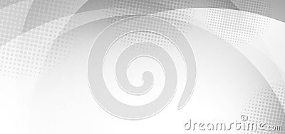 Abstract white and gray curve circle background with halftone and lighting Vector Illustration