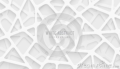 Abstract White and Gray 3D geometric line overlap layers on background. Modern tech futuristic silver color design. Can use for Vector Illustration