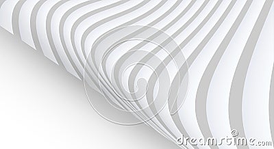 Abstract white gray striped background with 3d lines pattern, 3d architectural perspective design Vector Illustration