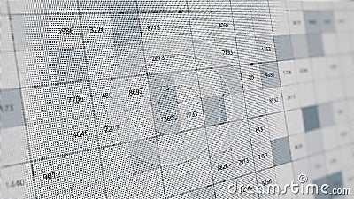 Abstract white and grey cells with numbers flowing slowly. Animation. Lots of changing data in a table with three-digit Stock Photo