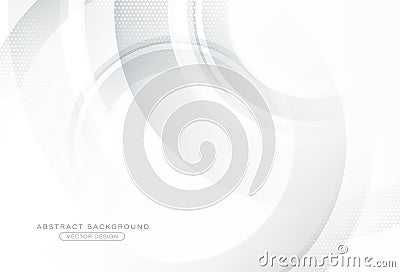 Abstract white and grey gradient circle background with halftone dots decoration. Modern simple transparency circle texture Vector Illustration