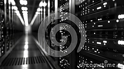 Abstract white light flowing effect in data server for hosting domain. AIG53. Stock Photo