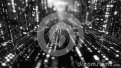 Abstract white light flowing effect in data server for hosting domain. AIG53. Stock Photo