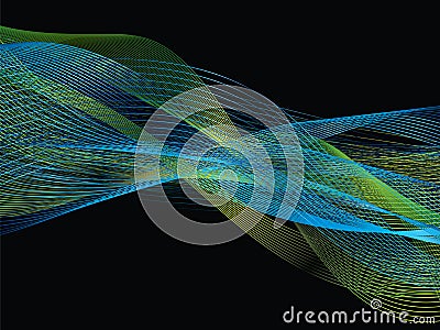 Abstract white line blue and green wave band Vector Illustration