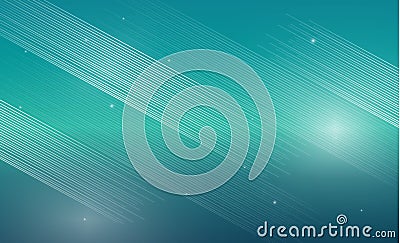 Abstract white lines on blue turquoise background with glowing s Vector Illustration