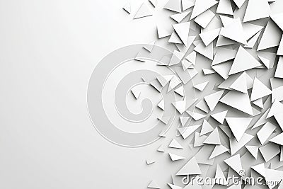 Abstract white low poly background with polygonal shapes creating dynamic visual effect scattered triangles add depth and text Stock Photo