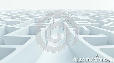 Abstract white maze design. Intricate 3D rendering. Complex geometric pattern. Winding path. Minimalist design. Complex Stock Photo