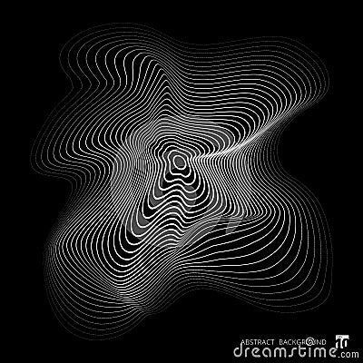 Abstract white mesh wave of particles on black elegant background. Futuristic style card. Data technology vector illustration Vector Illustration