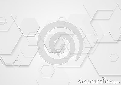 Abstract white minimal tech hexagons background Vector Illustration