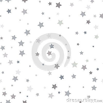 Abstract white modern seamless pattern with silver stars. Vector Vector Illustration