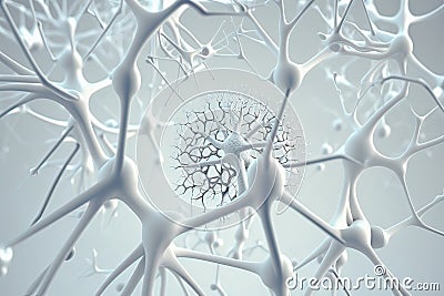 Abstract white neurons pattern, white theme, solid white background. Big data, cryptography programming. Neural network Stock Photo