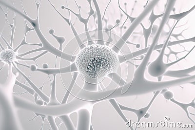Abstract white neurons pattern, white theme, solid white background. Big data, cryptography programming. Neural network, cloud Stock Photo