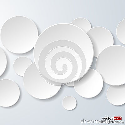 Abstract white paper circles on light blue background Vector Illustration