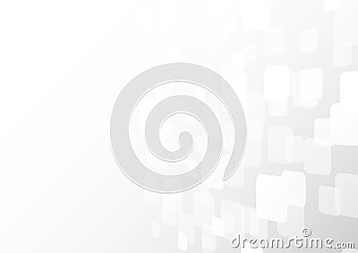 Abstract white perspective square shapes overlap on gray background. Vector Illustration