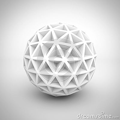 Abstract White Poligon Sphere Object Stock Photo
