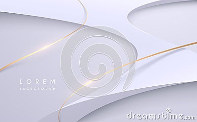 Abstract white shape background with golden lines Stock Photo