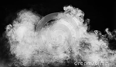 Abstract white smoke isolated black background Stock Photo